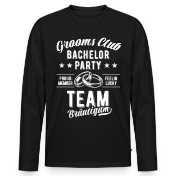 Club des Mariés d’équipe | Enterrement de vie de garçon - T-shirt manches longues Premium bio Homme - noir - Devant - Nico (187cm)