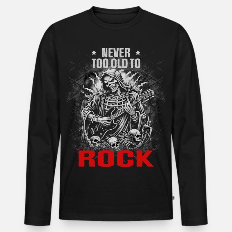 Never too old to Rock - Männer Premium Bio Langarmshirt - Schwarz
