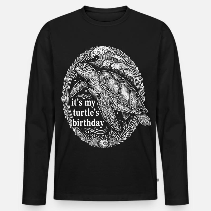 It's my turtle's birthday - Männer Premium Bio Langarmshirt - Schwarz