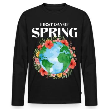 First Day Of Spring Happy Easter Ostara - Men's Premium Organic Long Sleeve Shirt - black - Front - Nico (187cm)