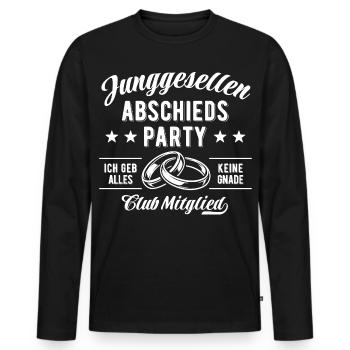Enterrement de vie de garçon - Nom du membre du club - T-shirt manches longues Premium bio Homme - noir - Devant - Nico (187cm)