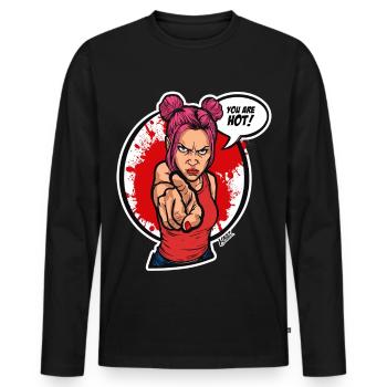 Pointing Power Diva - Männer Premium Bio Langarmshirt - Schwarz - Vorne - Nico (187cm)