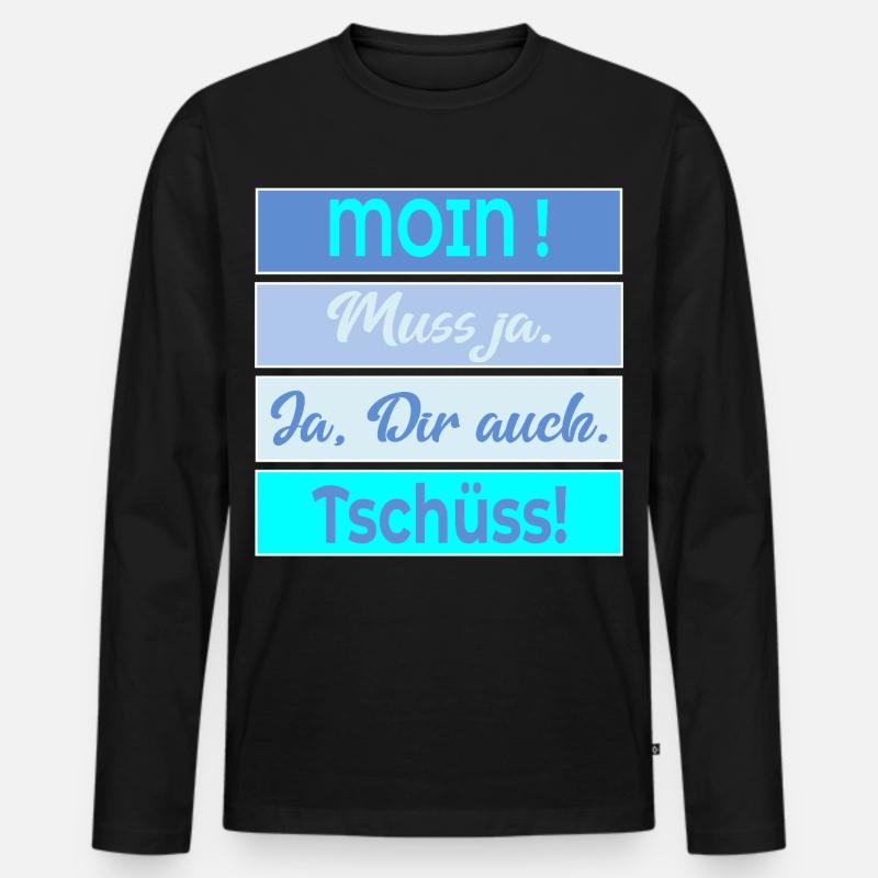 Plauderei Moin Tschüss - Männer Premium Bio Langarmshirt - Schwarz