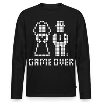 Game Over (Mariage, enterrement de vie de garçon, mariée et marié, Pixel / W) - T-shirt manches longues Premium bio Homme - noir - Devant - Nico (187cm)