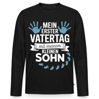 First Father's Day Dad Son Shirt - Men's Premium Organic Long Sleeve Shirt - black - Front - Nico (187cm)
