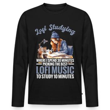  Lofi Mix Lover Lofi Hip Hop Fan Study Music Chill - Men's Premium Organic Long Sleeve Shirt - black - Front - Nico (187cm)