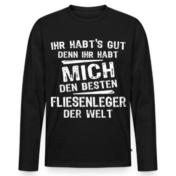 tiler - Men's Premium Organic Long Sleeve Shirt - black - Front - Nico (187cm)