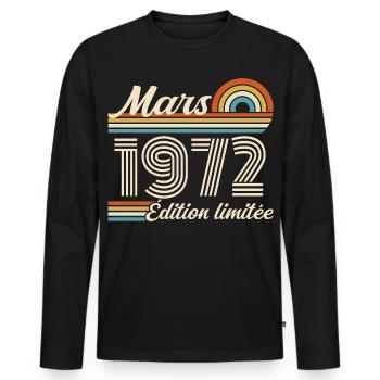 54th Birthday Gift - Born in March 1972 - Men's Premium Organic Long Sleeve Shirt - black - Front - Nico (187cm)