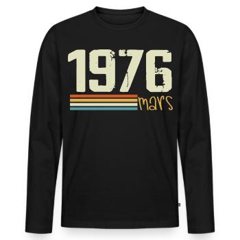 Vintage Mars 1976 - T-shirt manches longues Premium bio Homme - noir - Devant - Nico (187cm)