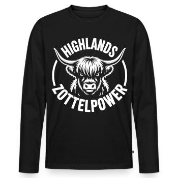 Puissance des Highlands et poilettes - T-shirt manches longues Premium bio Homme - noir - Devant - Nico (187cm)
