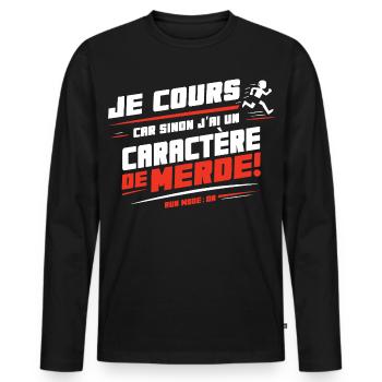 I run otherwise I have a bad temper - Men's Premium Organic Long Sleeve Shirt - black - Front - Nico (187cm)