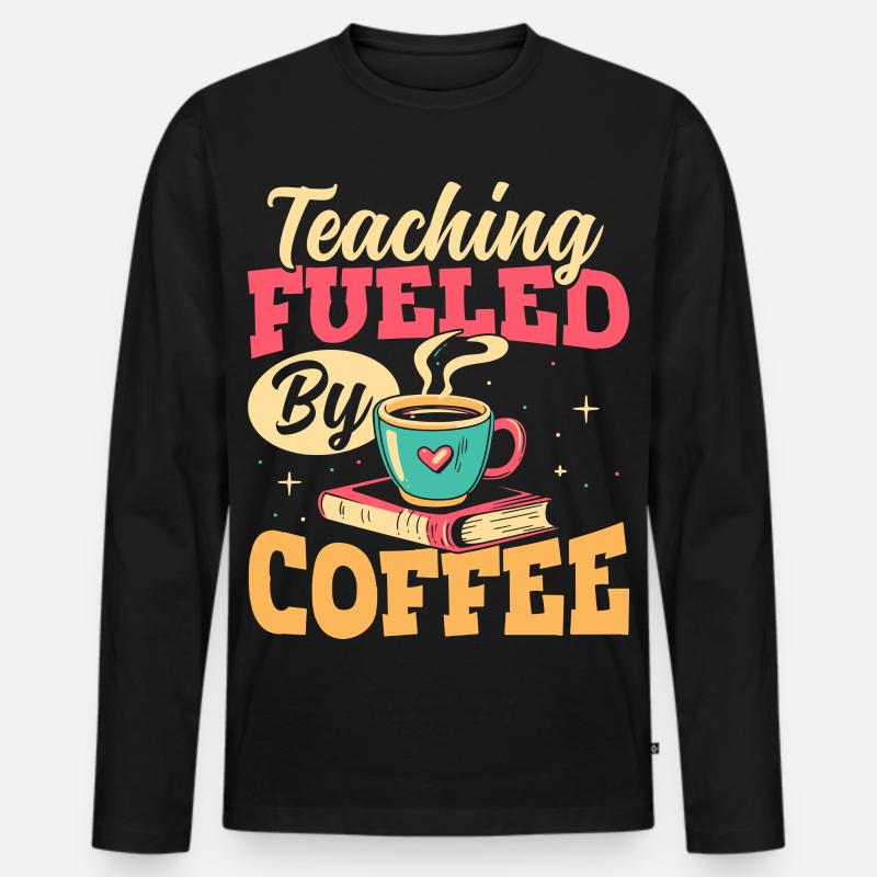 Der Unterricht Wird Von Kaffeepädagogen - Männer Premium Bio Langarmshirt - Schwarz