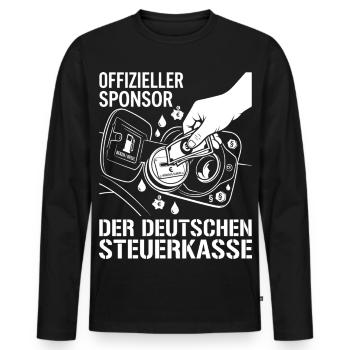 Offizieller Sponsor Der Deutschen Steuerkasse - Männer Premium Bio Langarmshirt - Schwarz - Vorne - Nico (187cm)