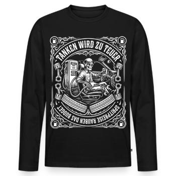 Tanken Wird Zu Teuer Spritpreise Rauben Das Budget - Männer Premium Bio Langarmshirt - Schwarz - Vorne - Nico (187cm)