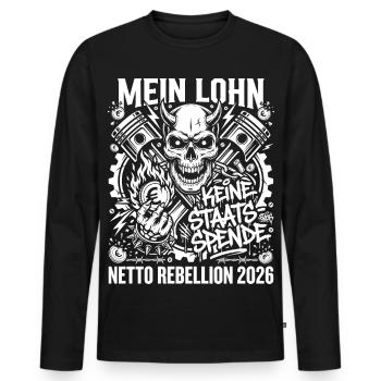 Mein Lohn Keine Staats-Spende - Männer Premium Bio Langarmshirt - Schwarz - Vorne - Nico (187cm)