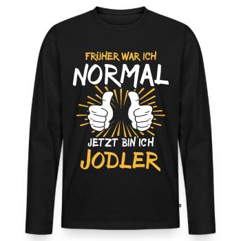 Jodler Spruch - Männer Premium Bio Langarmshirt - Schwarz - Vorne - Nico (187cm)