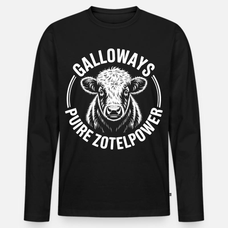 Galloway Rind Kopf - Männer Premium Bio Langarmshirt - Schwarz
