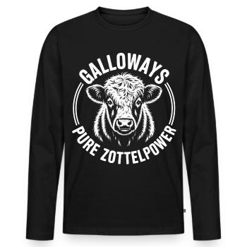 Galloway Beef Head - Men's Premium Organic Long Sleeve Shirt - black - Front - Nico (187cm)