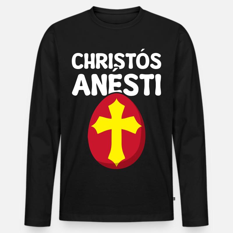 Christos Anesti Griechisches Osterei - Männer Premium Bio Langarmshirt - Schwarz