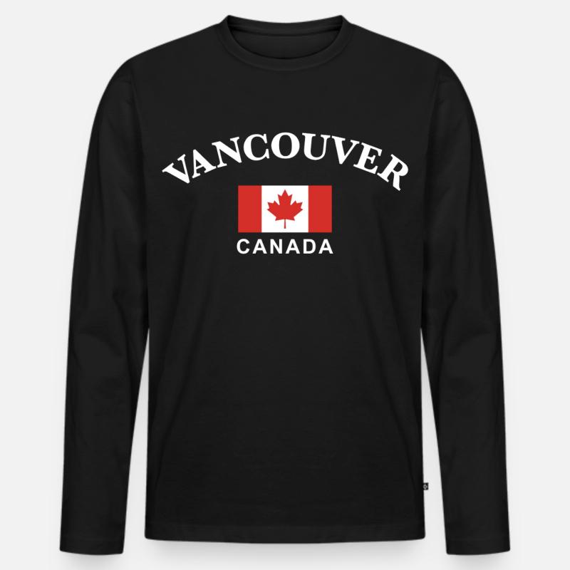 Vancouver, Kanada - MĂ€nner Premium Bio Langarmshirt - Schwarz