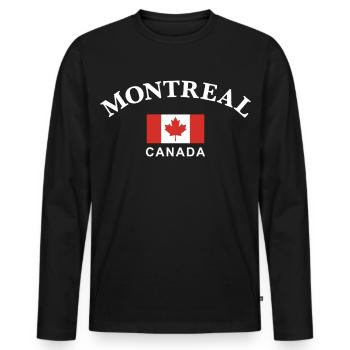 Montreal, Canada - Men's Premium Organic Long Sleeve Shirt - black - Front - Nico (187cm)