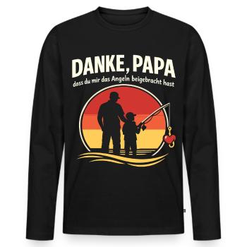 Danke Papa Angeln beigebracht Vatertag Shirt - Männer Premium Bio Langarmshirt - Schwarz - Vorne - Nico (187cm)