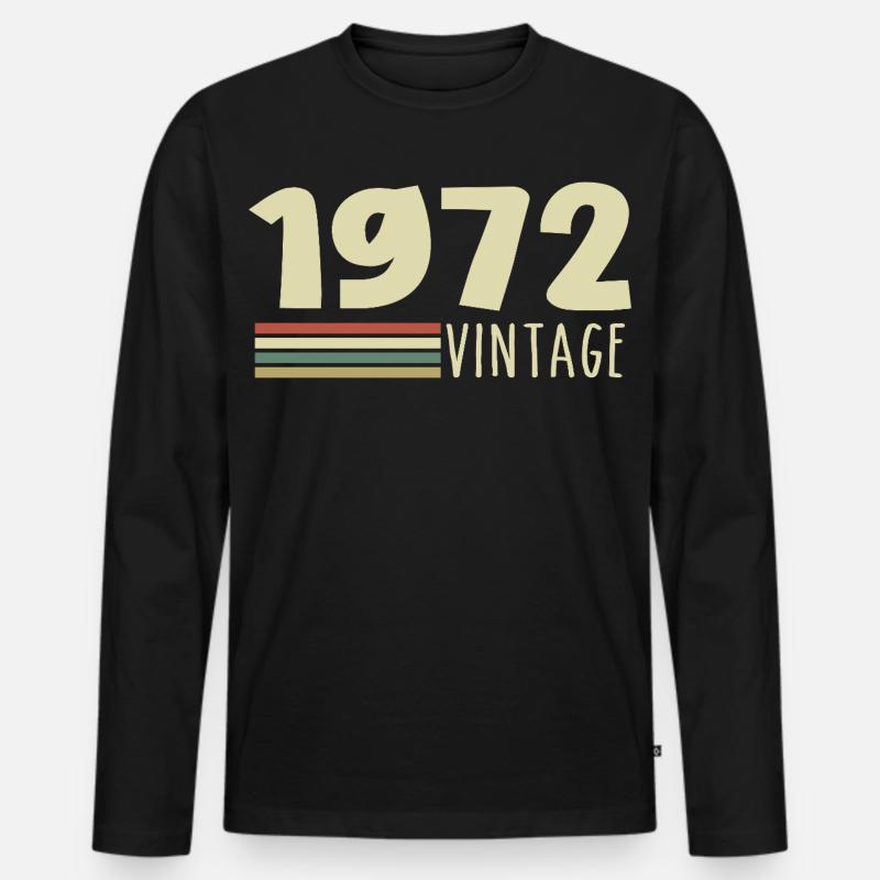1972-Jubiläum-1972-Retro-1972 - Männer Premium Bio Langarmshirt - Schwarz