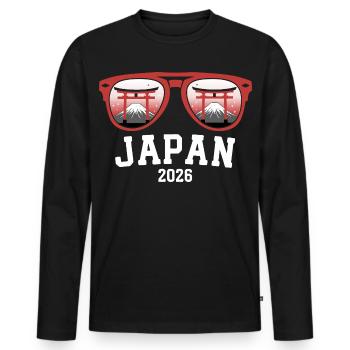 Japan Urlaub 2026 Sonnenbrille - Männer Premium Bio Langarmshirt - Schwarz - Vorne - Nico (187cm)