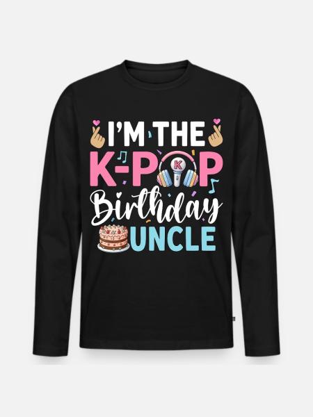 Jeg er K-Pop-bursdagsonkelen - Premium økologisk langermet T-skjorte for menn - svart