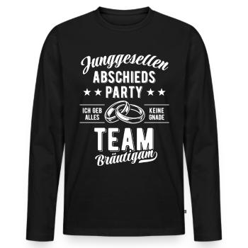 Enterrement de vie de garçon | Marié d’équipe - T-shirt manches longues Premium bio Homme - noir - Devant - Nico (187cm)