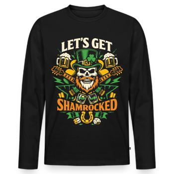 Faisons du tribol | La fête du crâne de Saint-Patrick - T-shirt manches longues Premium bio Homme - noir - Devant - Nico (187cm)