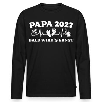 Dad 2027 Soon it's going to get serious Gift Father - Men's Premium Organic Long Sleeve Shirt - black - Front - Nico (187cm)
