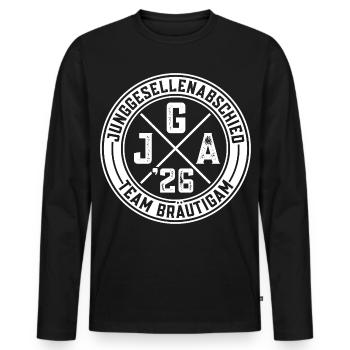 Enterrement de vie de garçon du Marié de l’équipe 2026 - T-shirt manches longues Premium bio Homme - noir - Devant - Nico (187cm)