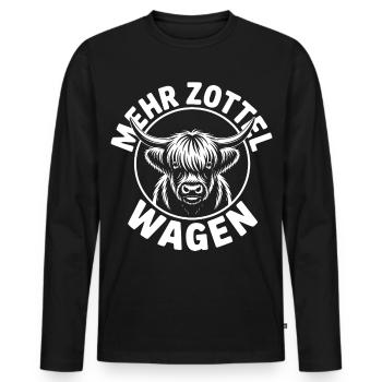 Highlands mehr Zottel wagen Highland Rind - Männer Premium Bio Langarmshirt - Schwarz - Vorne - Nico (187cm)