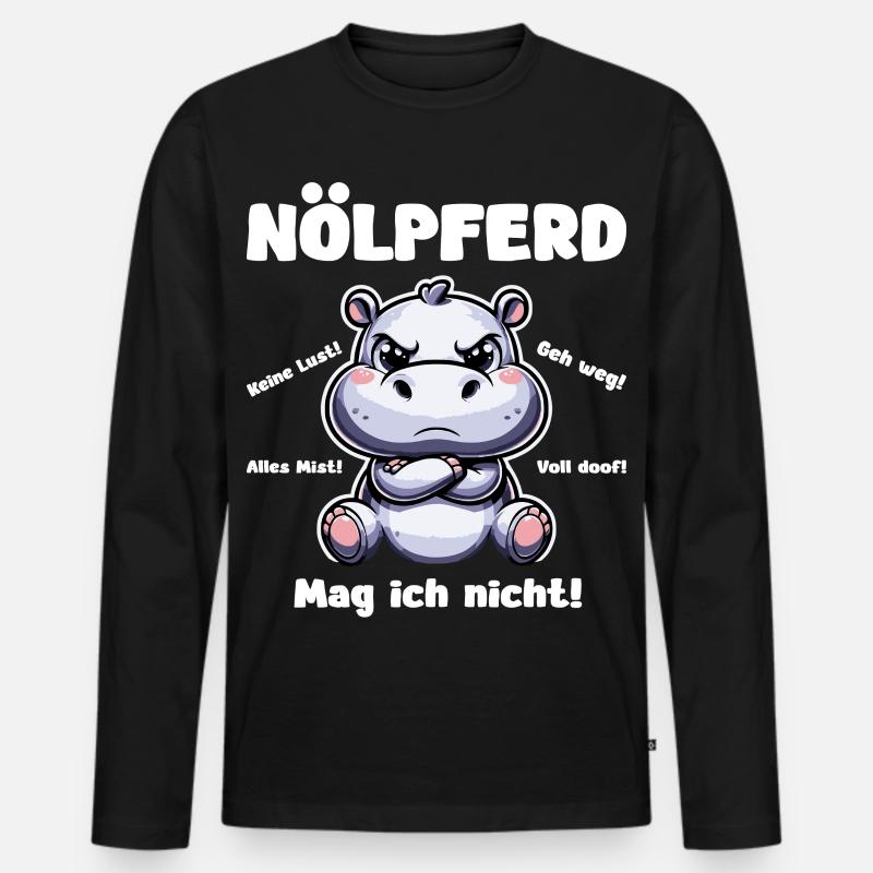 Nölpferd - Männer Premium Bio Langarmshirt - Schwarz