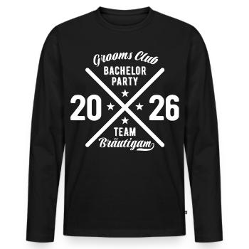 Bachelor Party 2026 Team Groom - Men's Premium Organic Long Sleeve Shirt - black - Front - Nico (187cm)