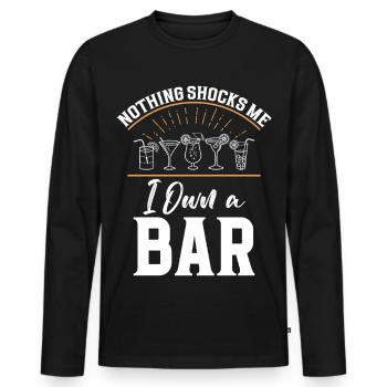  Pub Owner Bartending Cocktail Mixer Barmaid Bar - Men's Premium Organic Long Sleeve Shirt - black - Front - Nico (187cm)