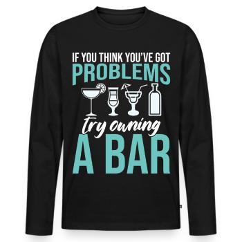 Bartender Pub Owner Bartending Bar Owner Barmaid - Men's Premium Organic Long Sleeve Shirt - black - Front - Nico (187cm)