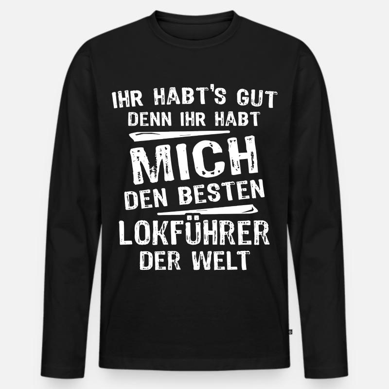 Lokführer - Männer Premium Bio Langarmshirt - Schwarz