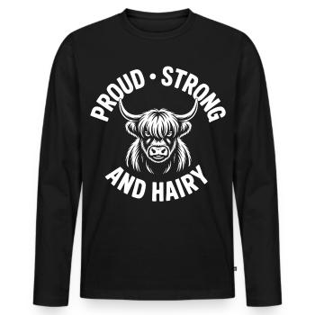 Highland Cow / Highland Beef – I Love Highlands - Men's Premium Organic Long Sleeve Shirt - black - Front - Nico (187cm)