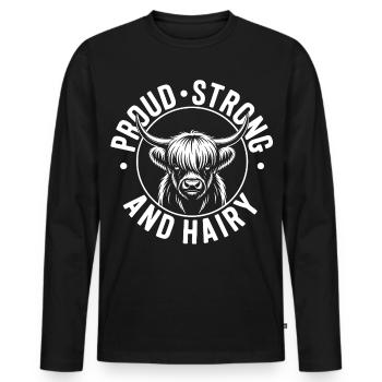 Highland Cow / Highland Beef – I Love Highlands - Men's Premium Organic Long Sleeve Shirt - black - Front - Nico (187cm)