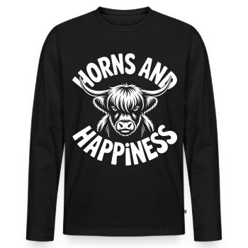 Highland Cow / Highland Beef – I Love Highlands - Men's Premium Organic Long Sleeve Shirt - black - Front - Nico (187cm)