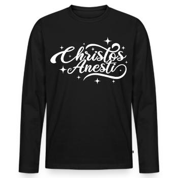 Pâques orthodoxes Christos Anesti - T-shirt manches longues Premium bio Homme - noir - Devant - Nico (187cm)