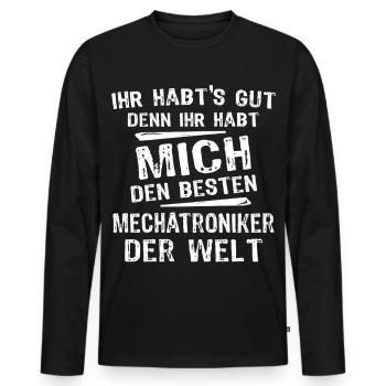 Mechatroniker - Männer Premium Bio Langarmshirt - Schwarz - Vorne - Nico (187cm)
