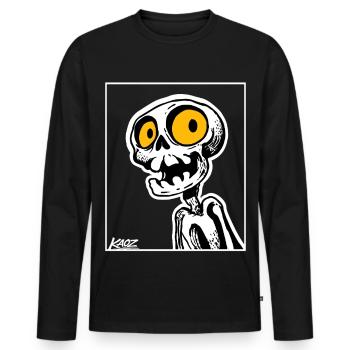 Skeleton Cartoon with Big Yellow Eyes - Men's Premium Organic Long Sleeve Shirt - black - Front - Nico (187cm)