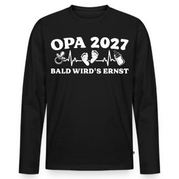 Opa 2027 Bald wird's ernst Schwangerschaft - Männer Premium Bio Langarmshirt - Schwarz - Vorne - Nico (187cm)