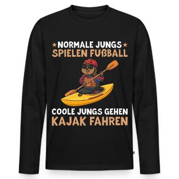 Les gars cool de canoage vont faire du kayak - T-shirt manches longues Premium bio Homme - noir - Devant - Nico (187cm)