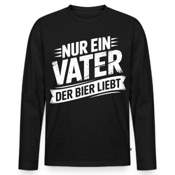Juste un papa qui adore le t-shirt de la bière - Fête des pères - T-shirt manches longues Premium bio Homme - noir - Devant - Nico (187cm)
