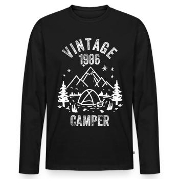 Vintage 1986 Camper 40. Geburtstag - Männer Premium Bio Langarmshirt - Schwarz - Vorne - Nico (187cm)