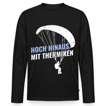 Paraglider HIGH UP WITH THERMALS Funny - Men's Premium Organic Long Sleeve Shirt - black - Front - Nico (187cm)
